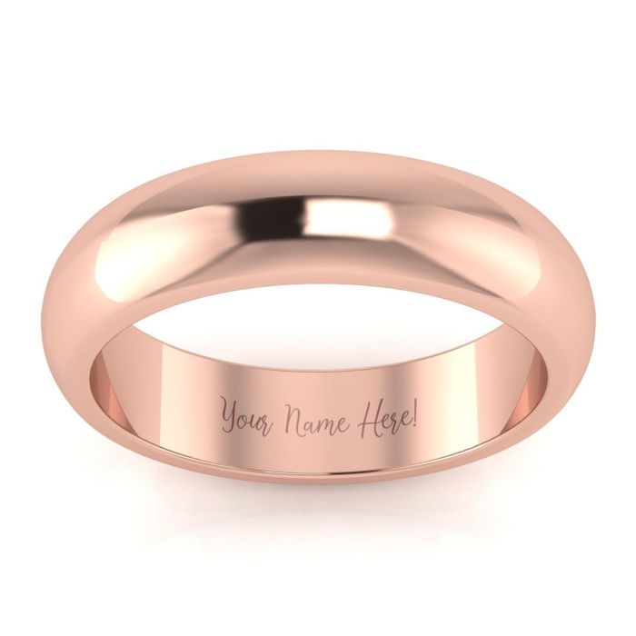 Wedding Bands 14K Rose Gold 5MM Ladies and Mens Wedding Band, Size 13